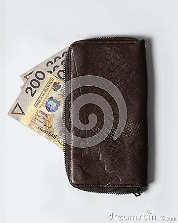 polish zÅ‚oty notes inside a purse Stock Photo